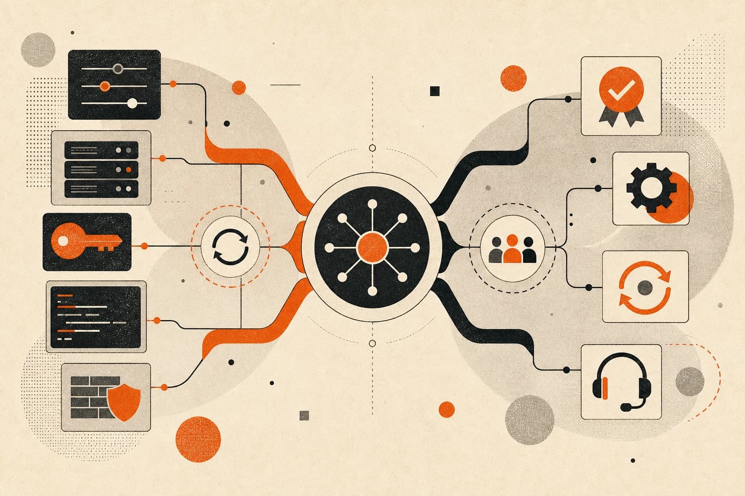 A shared agent core branches evenly toward configurable infrastructure and a managed service frame.