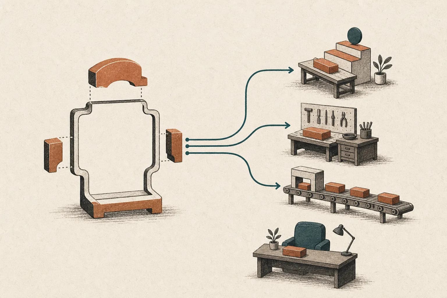An unfilled role is separated into task blocks that route toward training, contract support, automation, or a focused hire.